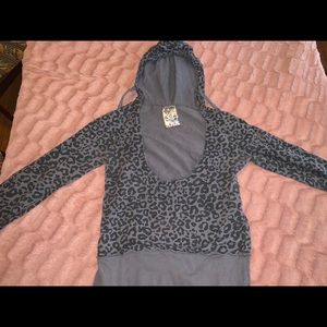 Leopard print scoop neck hoodie